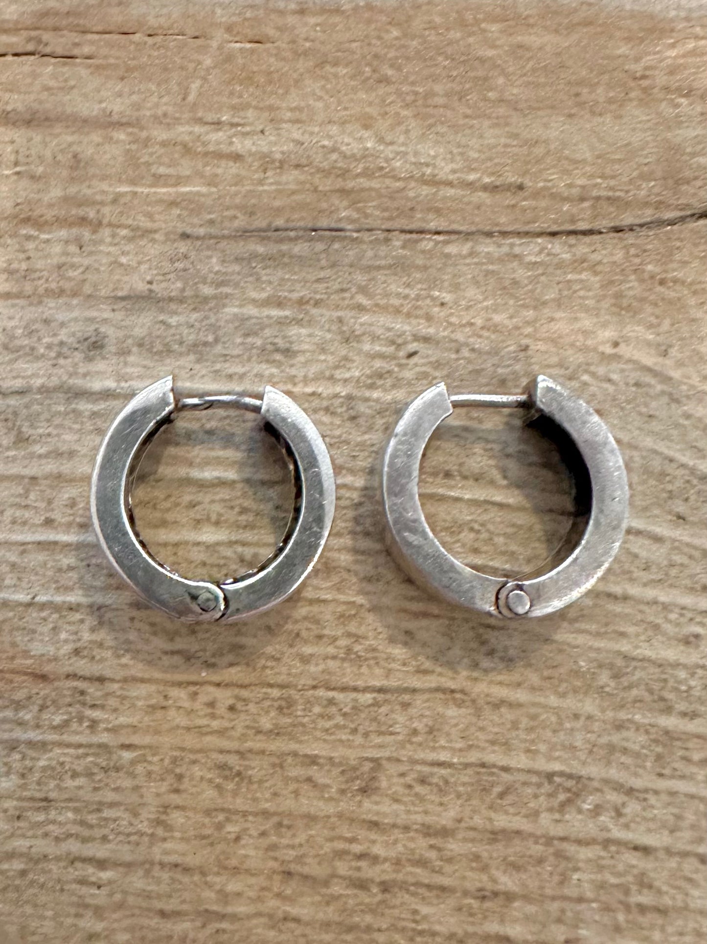 Abstract Chunky Small 925 Silver Hoop Earrings