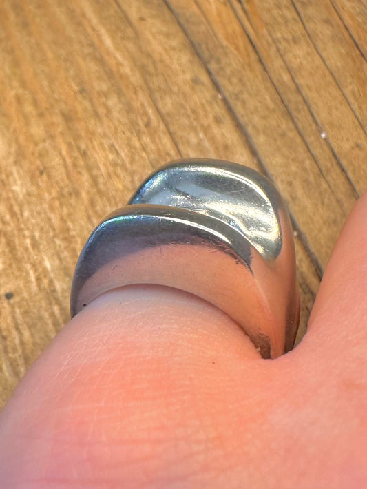 Chunky Open Square 925 Sterling Silver Size N Ring