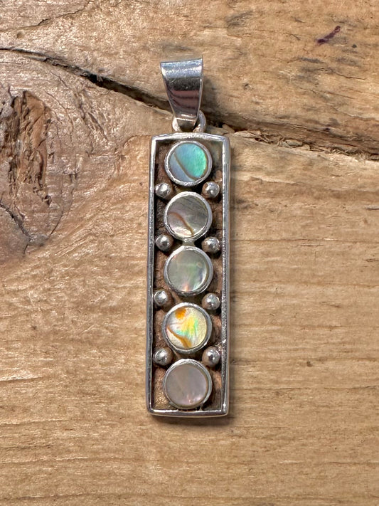 Abstract Abalone Rectangle 925 Silver Pendant