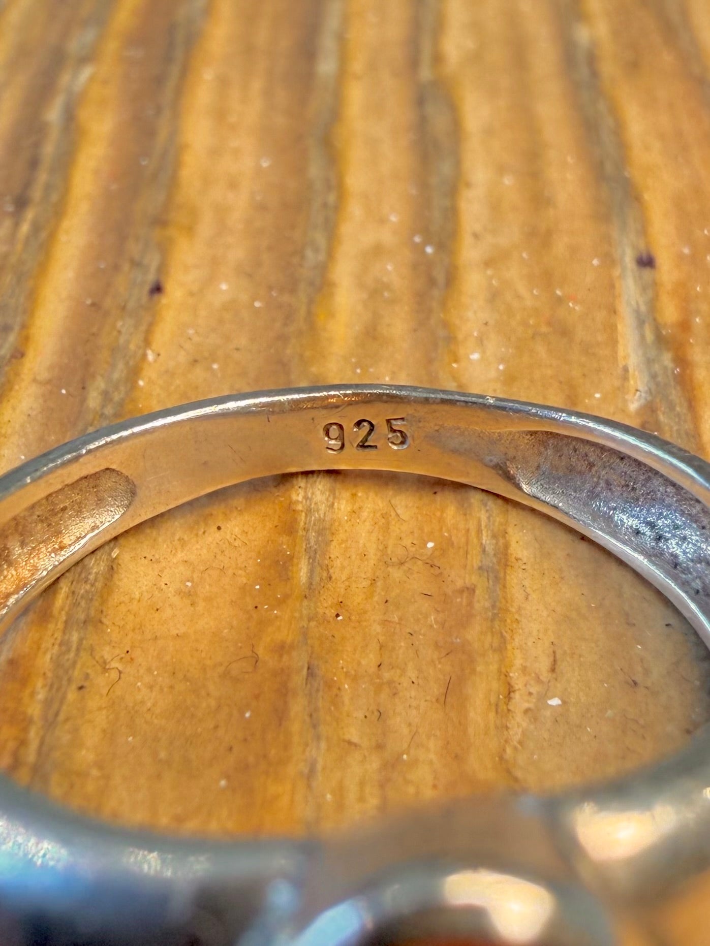 Amber Oval 925 Sterling Silver Size N1/2 Ring