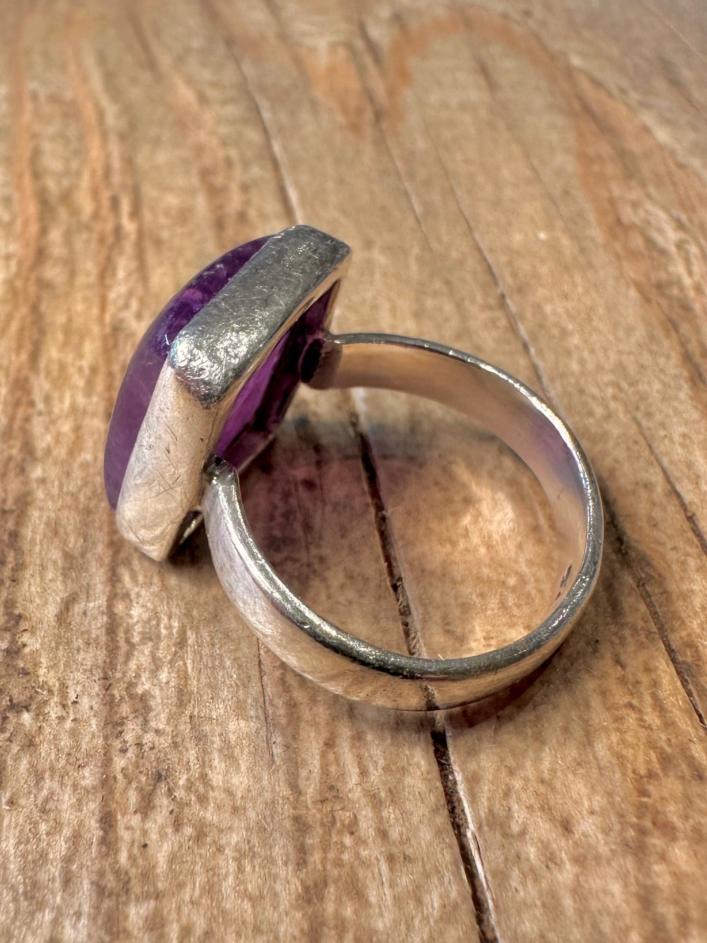 Vintage Amethyst Square 925 Sterling Silver Size O Ring