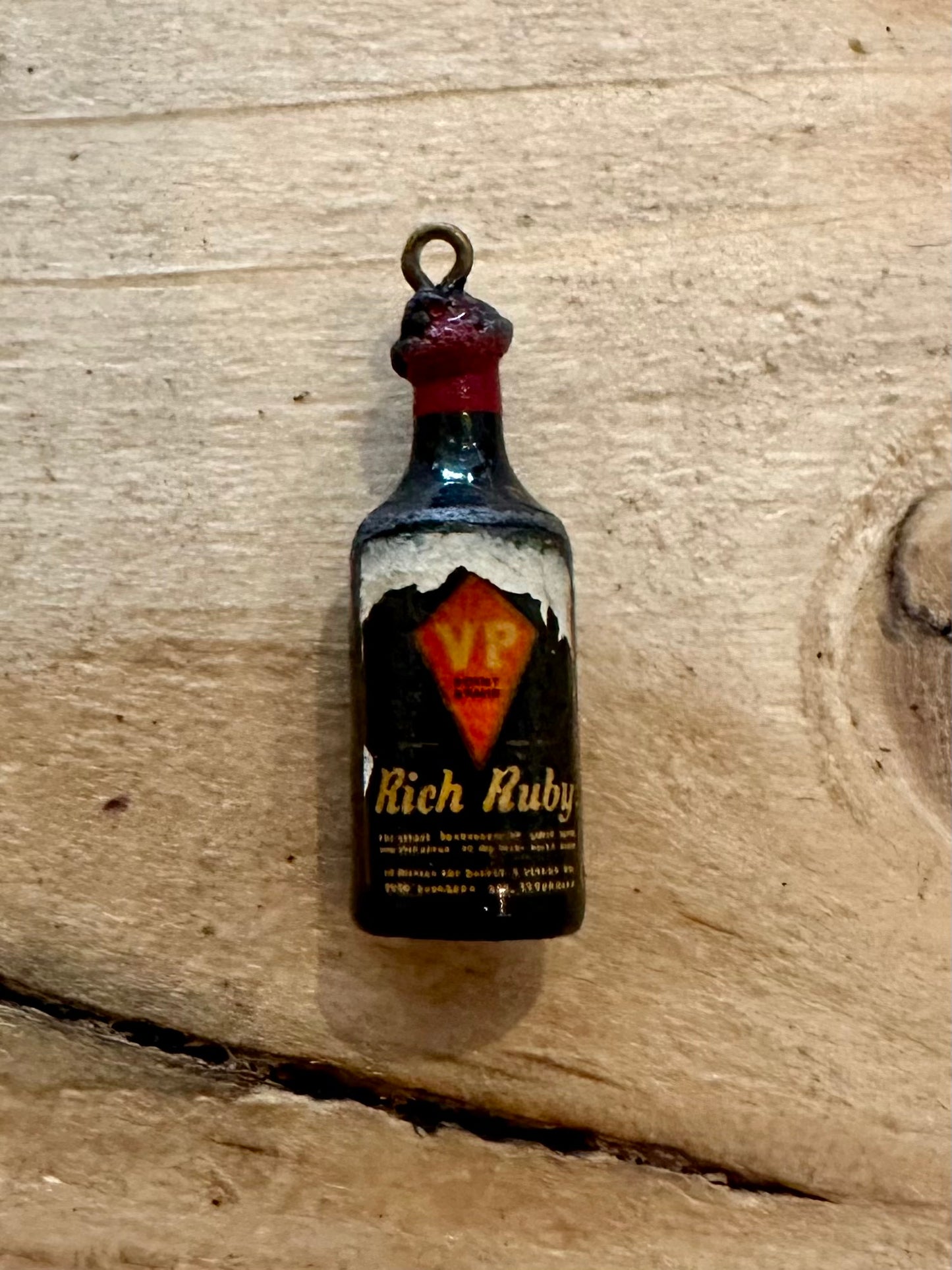 Vintage Ruby Rich Bottle Charm Pendant