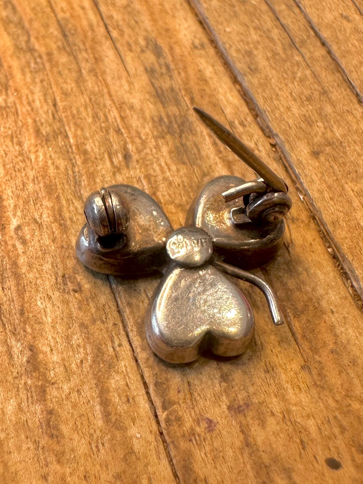 Kleeblatt Connemara Marmor 925 Sterling Silber Brosche