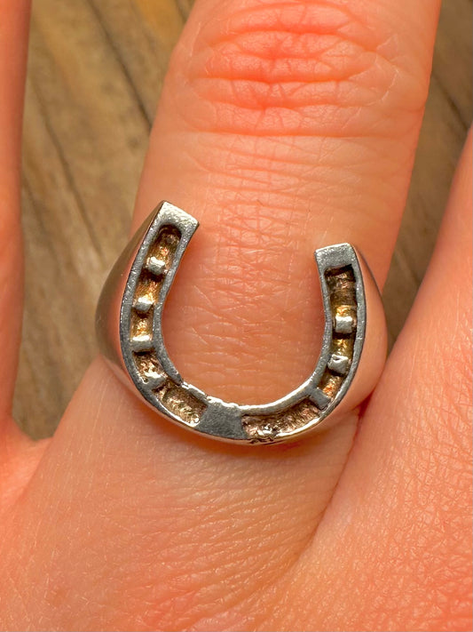 Vintage Horseshoe 925 Sterling Silver 925 Silver Size S1/2 Ring