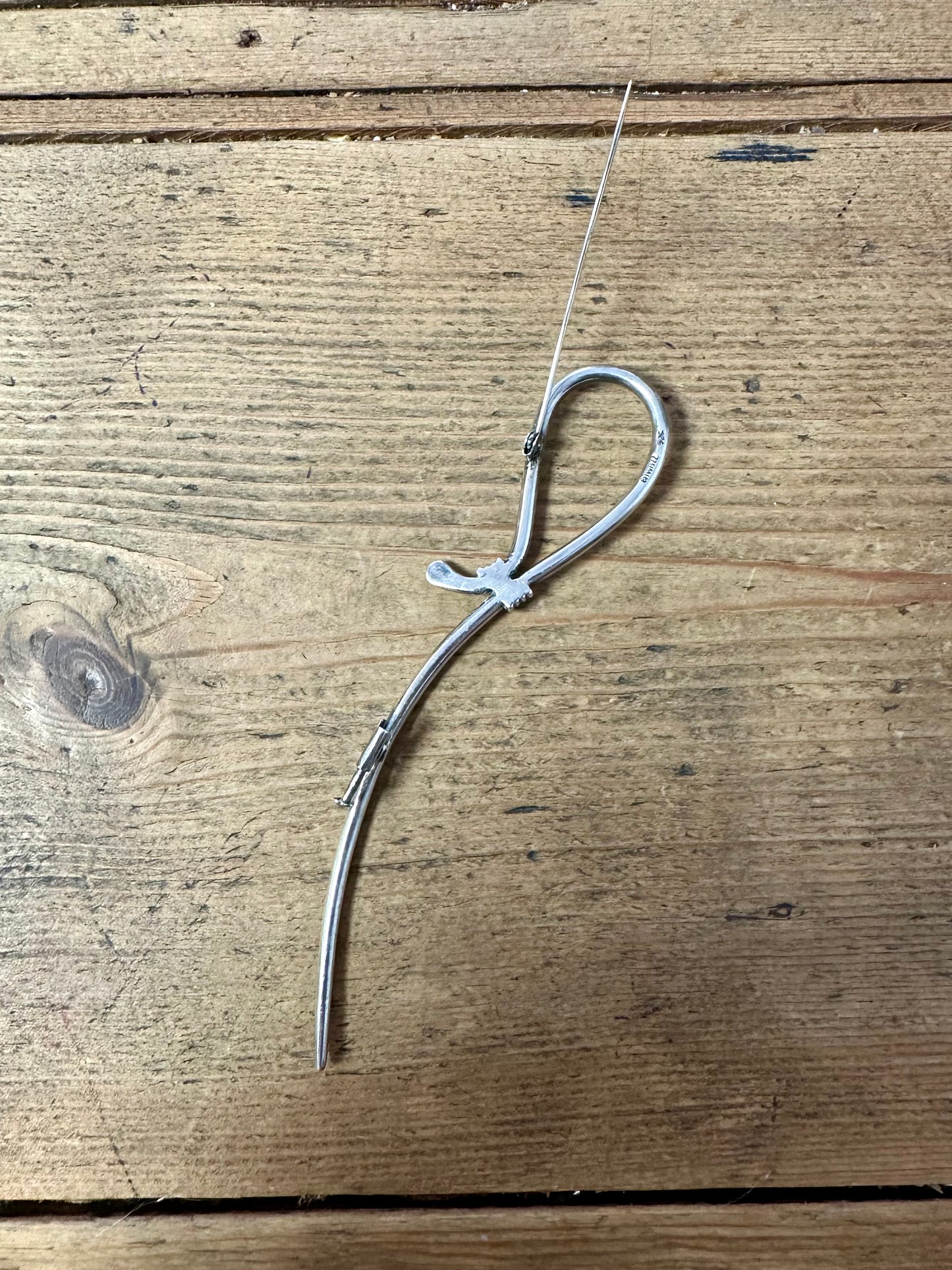 Abstract Long Unique 925 Silver Brooch