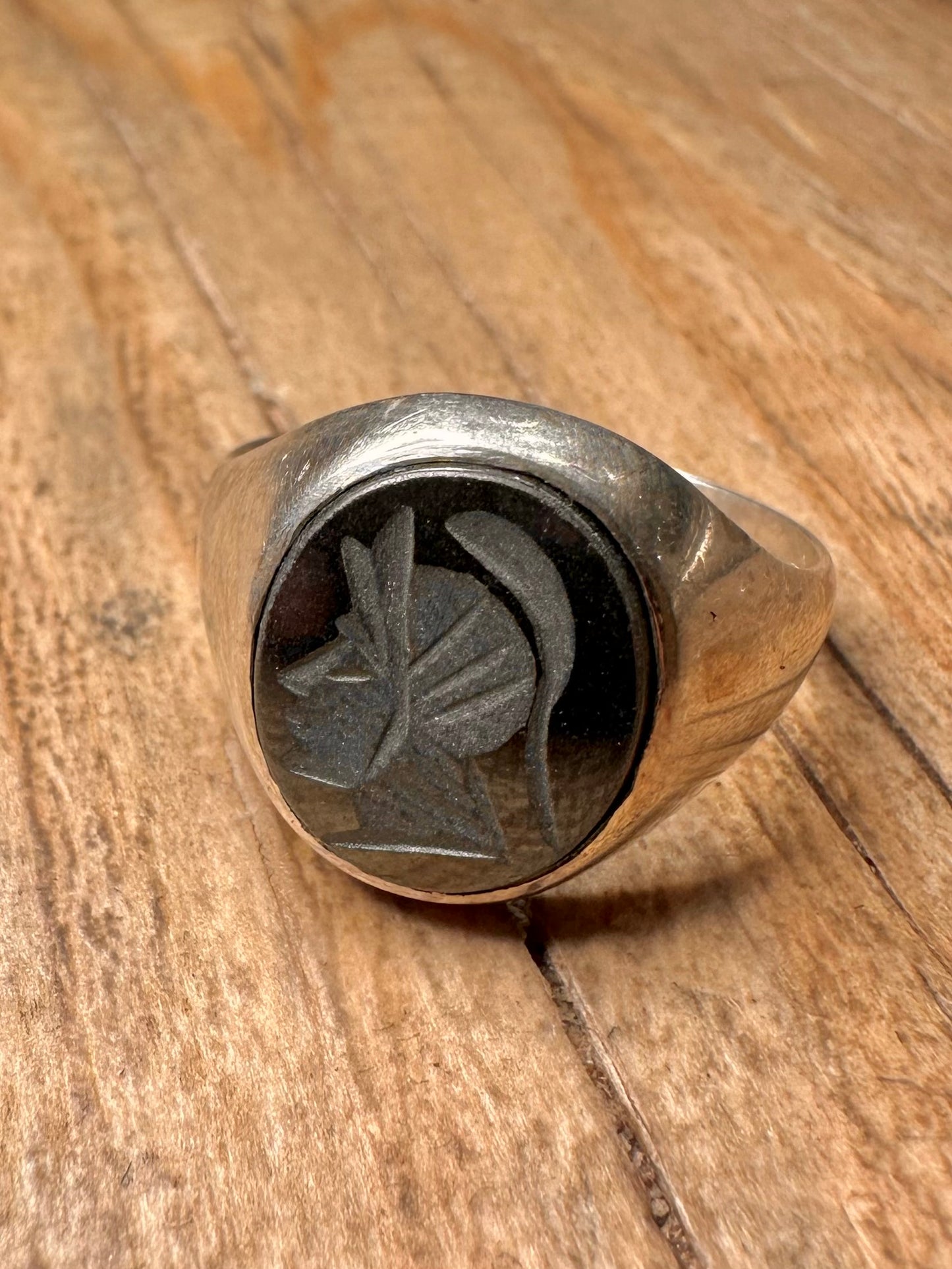 Vintage Intaglio Onyx 925 Sterling Silver Size W Ring