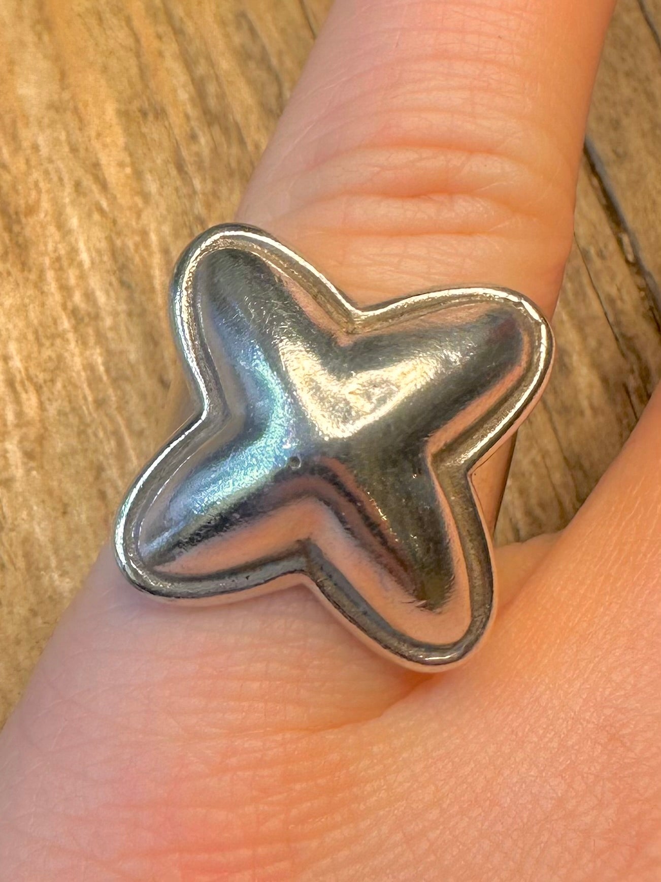 Chunky Cross 925 Sterling Silver Size M1/2 Ring