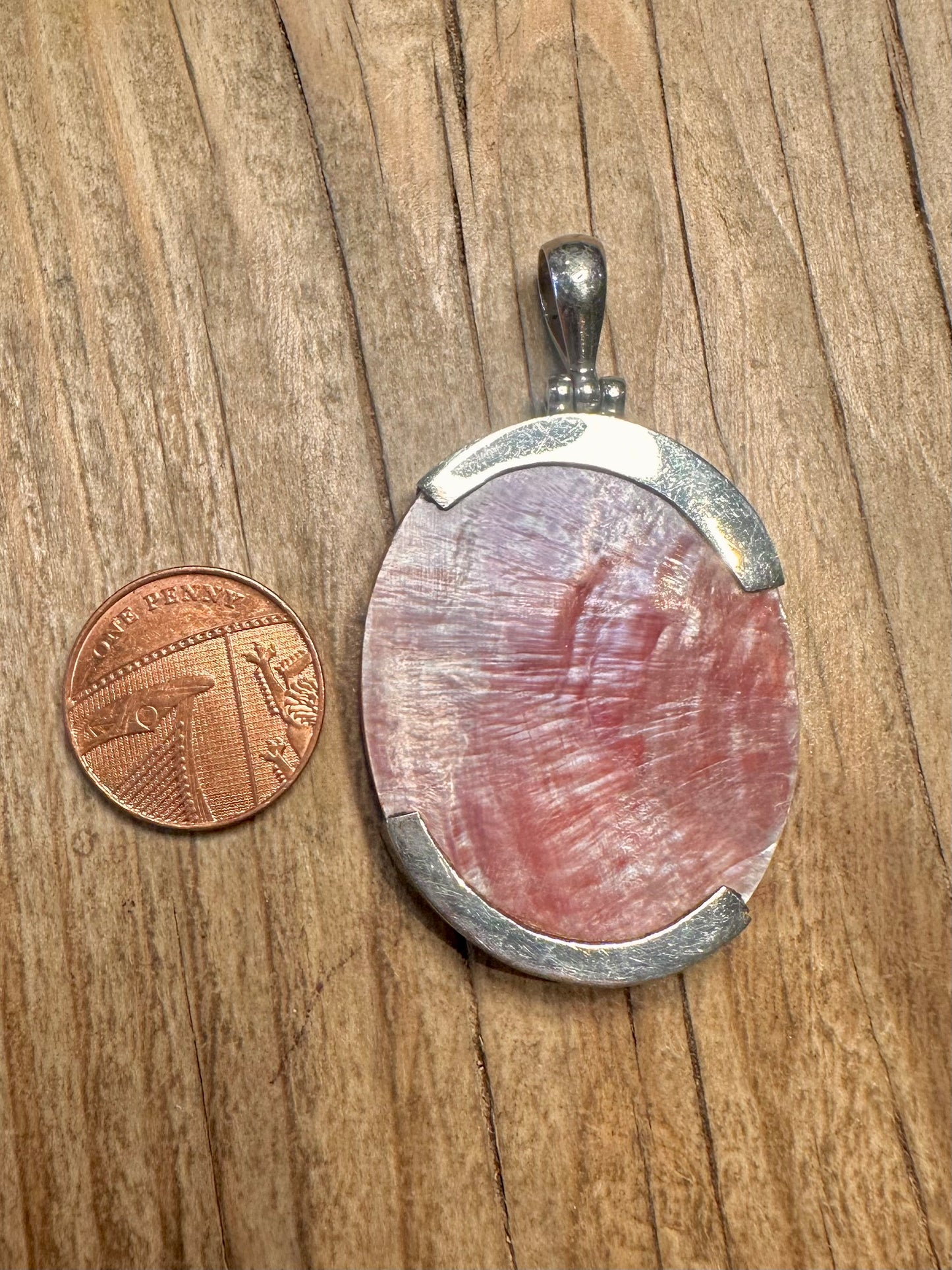 Abstract Coral Oval 925 Sterling Silver Pendant