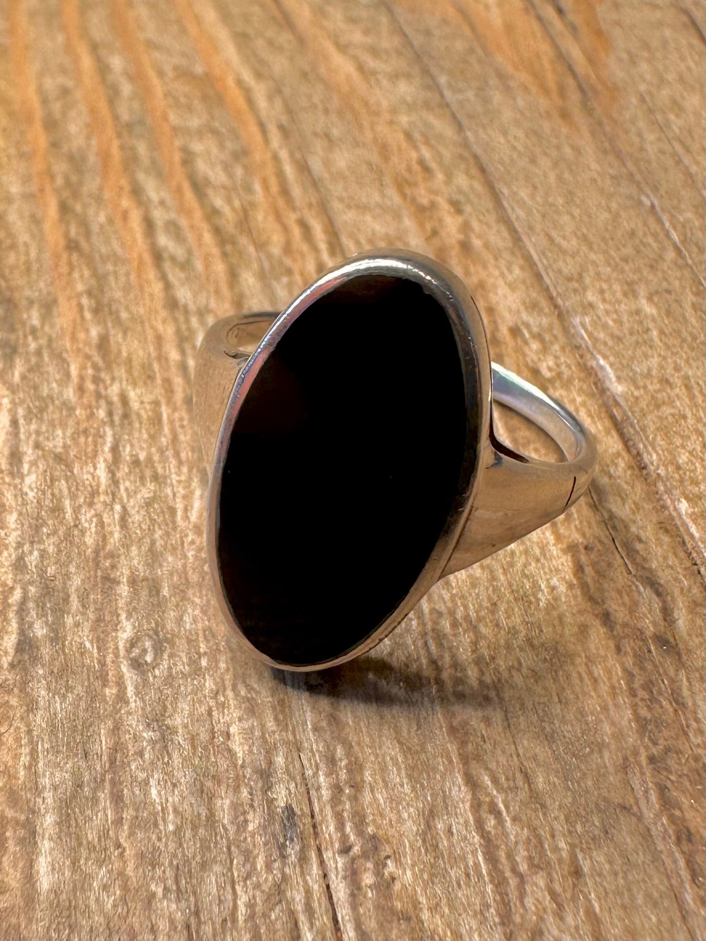 Vintage Onyx Oval 925 Sterling Silver Size O Ring