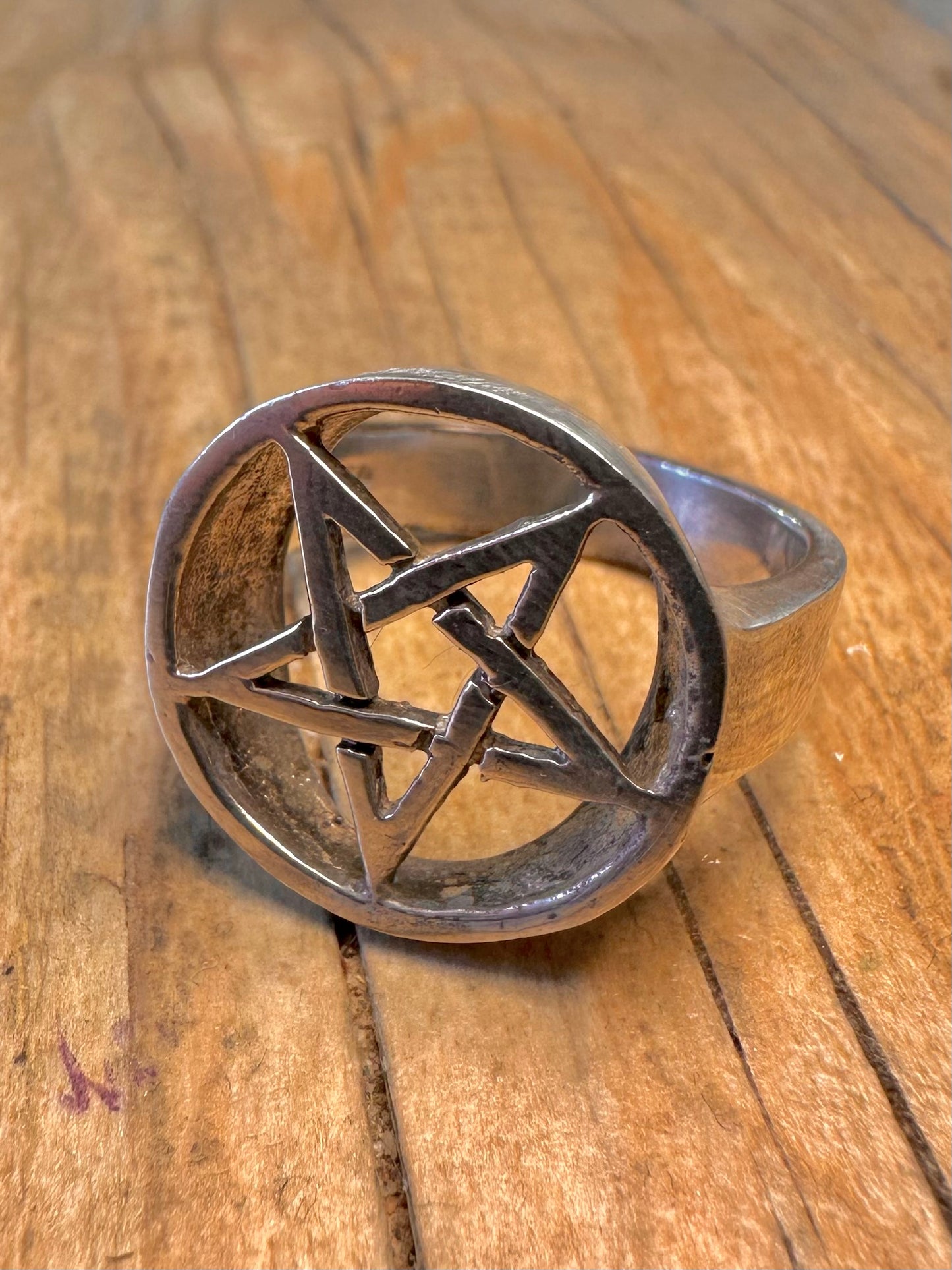Vintage Chunky Pentagram 925 Sterling Silver Size V Ring