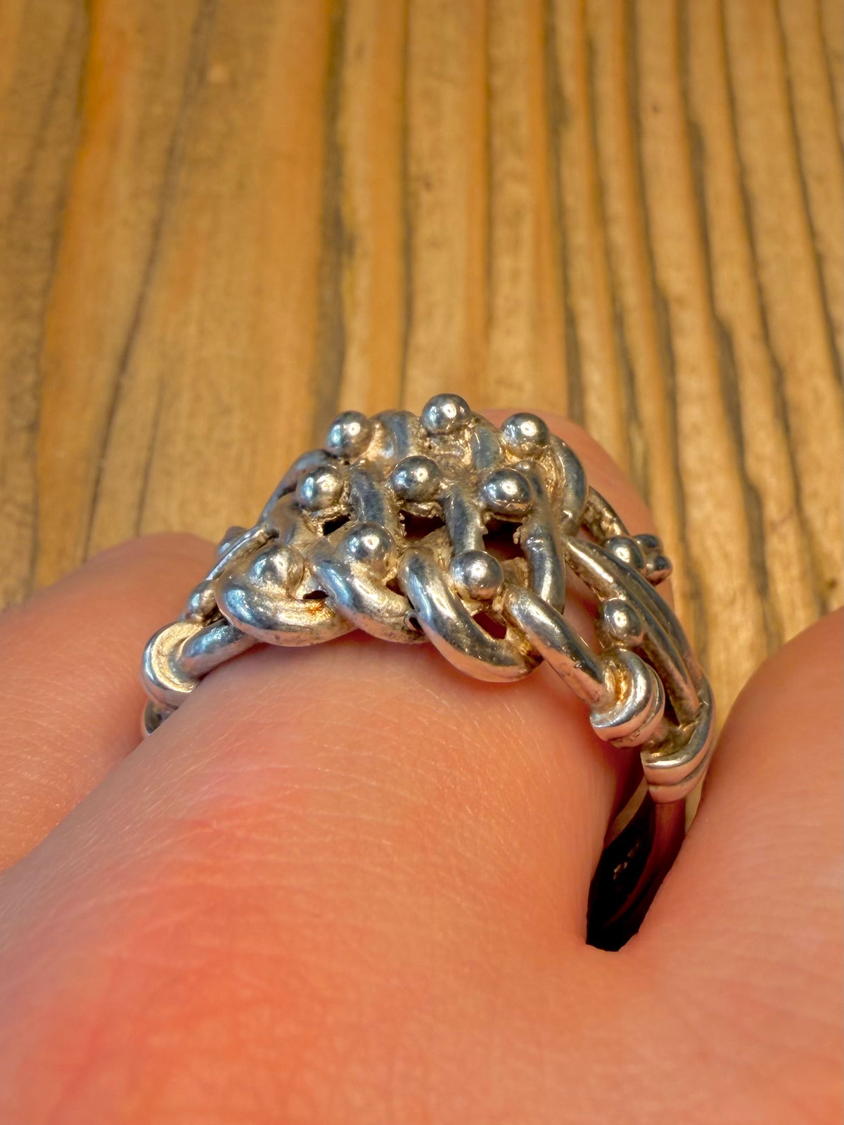 Unique 1985 Keepers Maker GGC Hallmarked 925 Sterling Silver Size Z+6 Ring