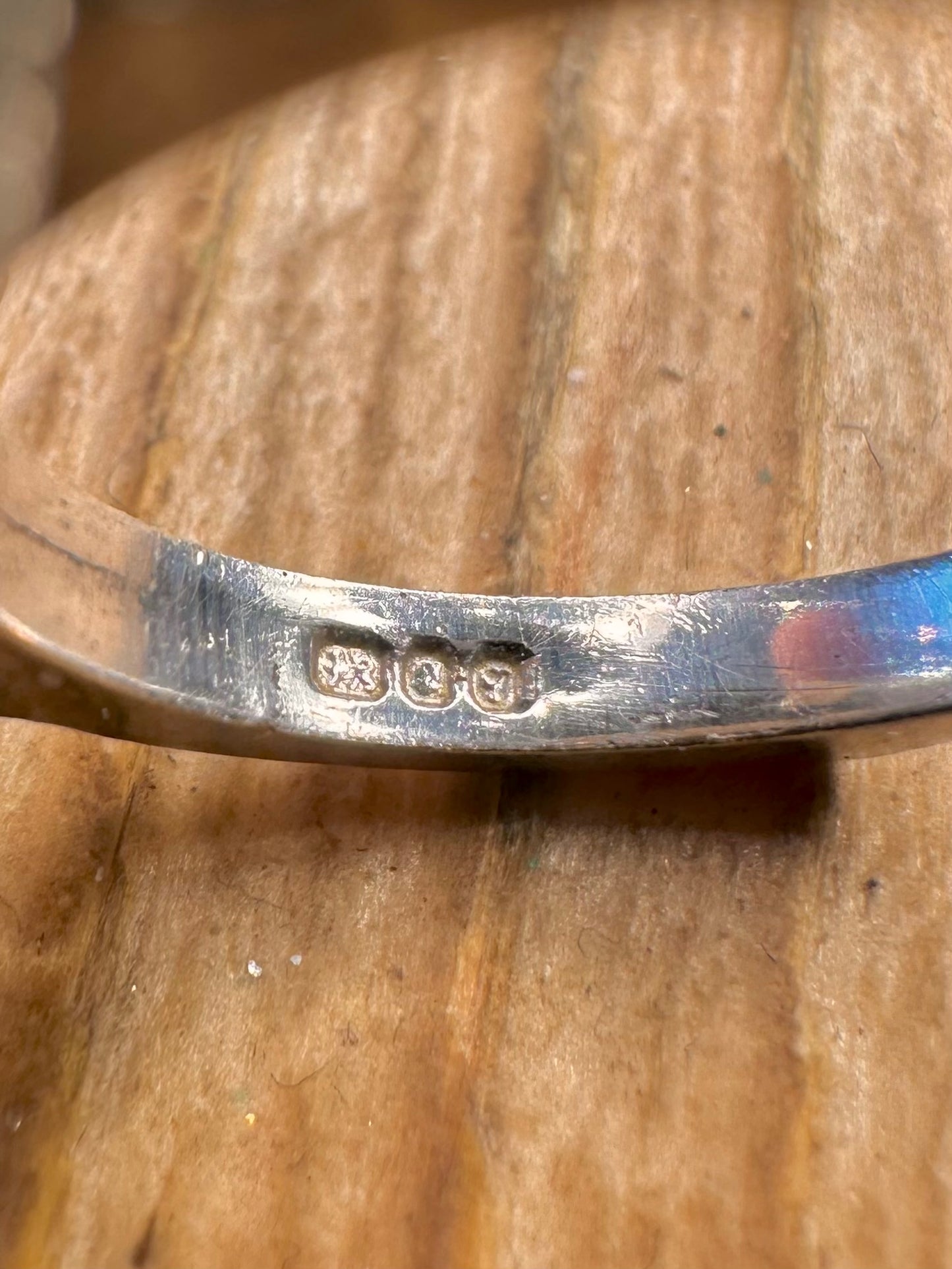Modernist Abstract 1971 Raw Amethyst 925 Sterling Silver Size L Ring