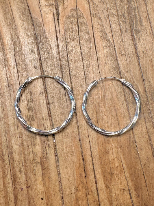 Twisted Hoops 925 Sterling Silver Earrings