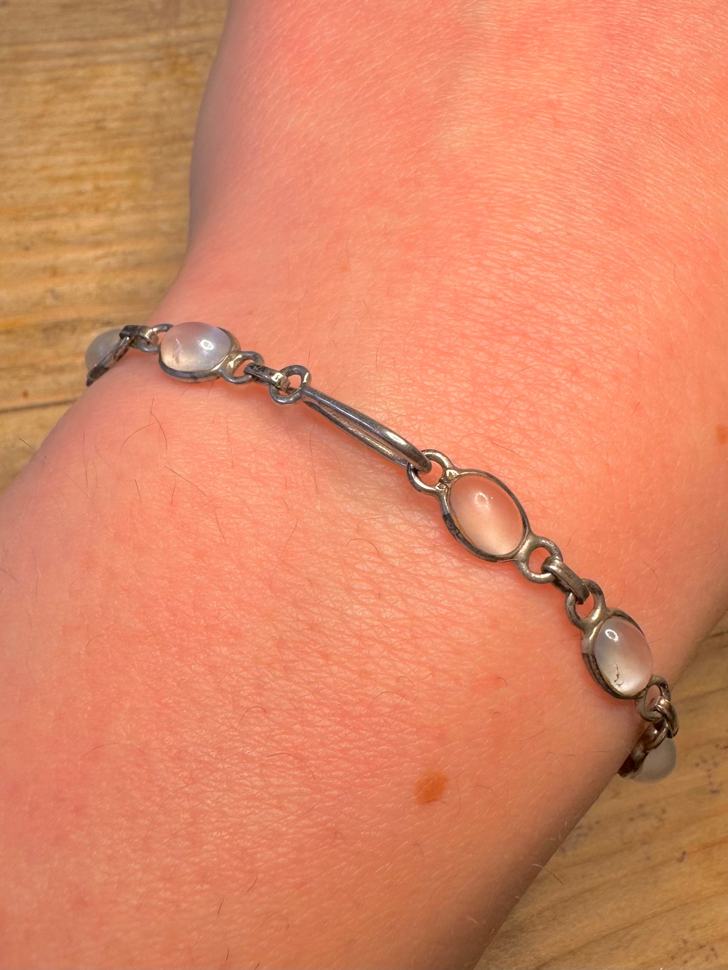 Vintage klarer Quarz 925 Sterling Silber 7,5 Zoll Armband