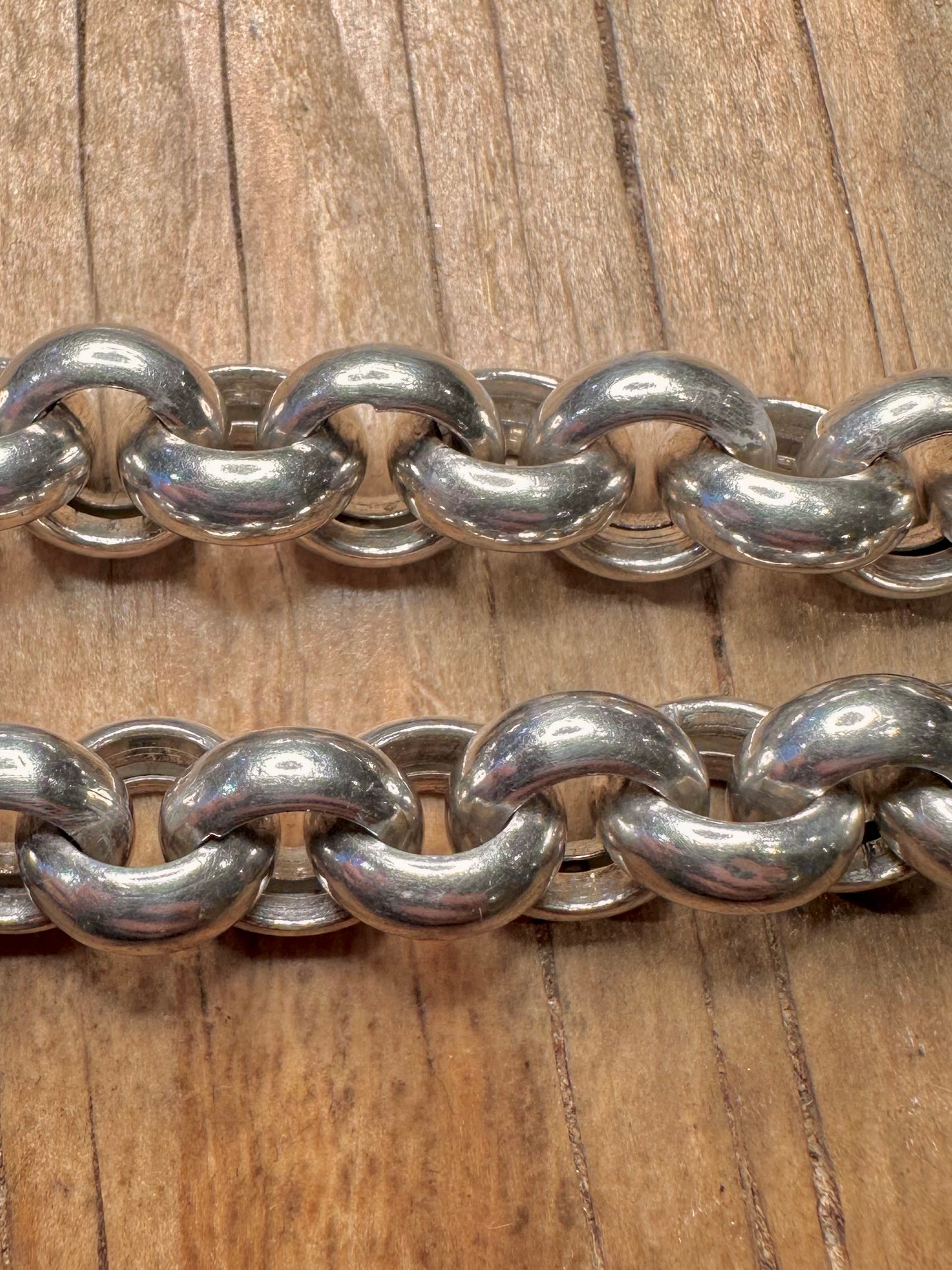Vintage Chunky Belcher Chain 925 Sterling Silver 8.5 inch Bracelet