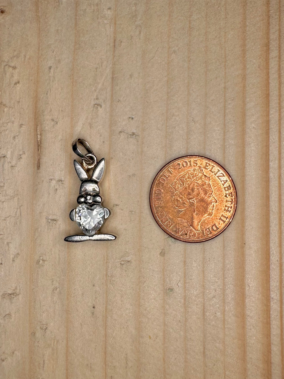 Rabbit CZ Heart 925 Sterling Silver Pendant