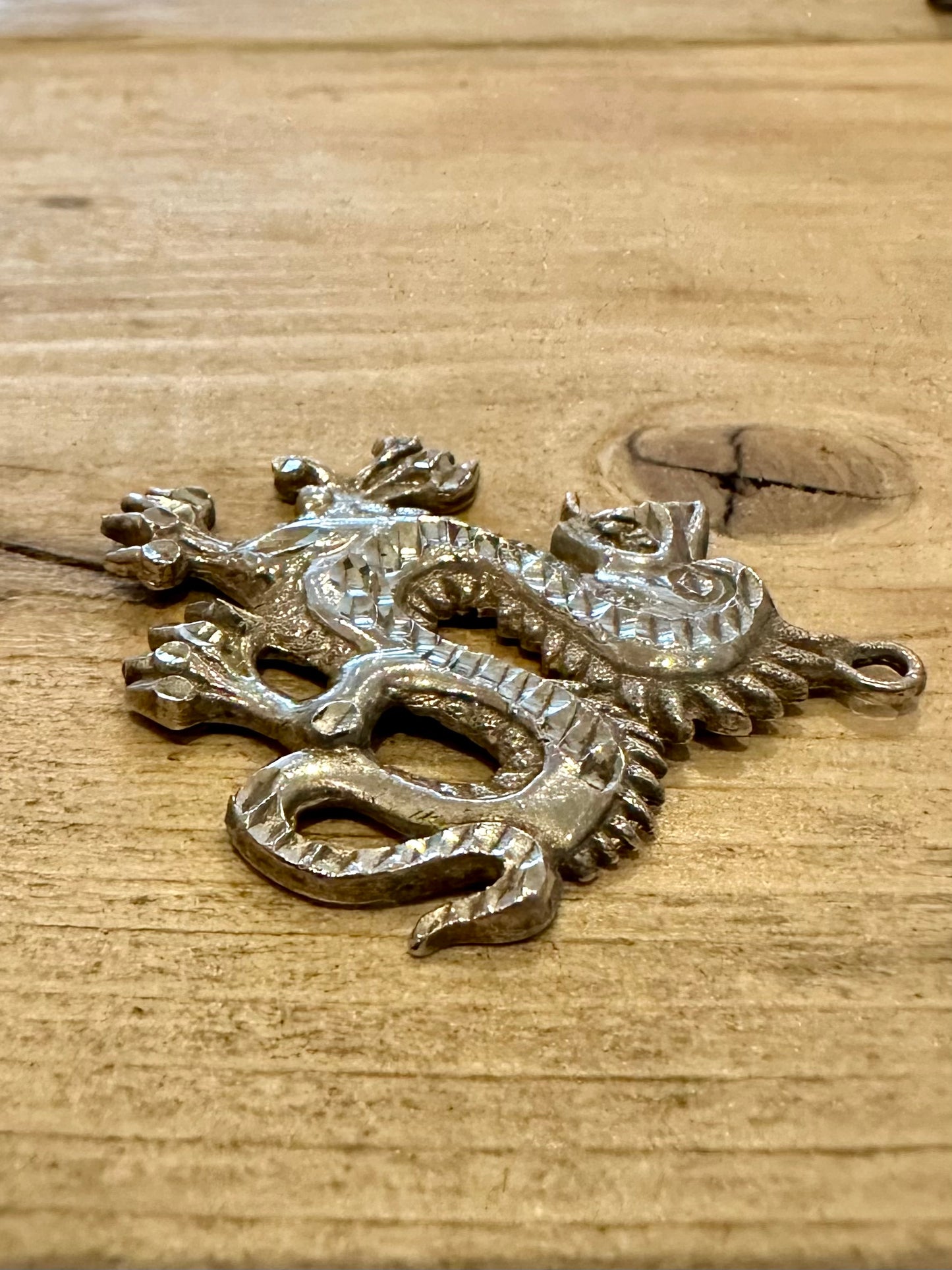 Vintage Large Dragon 925 Silver Pendant