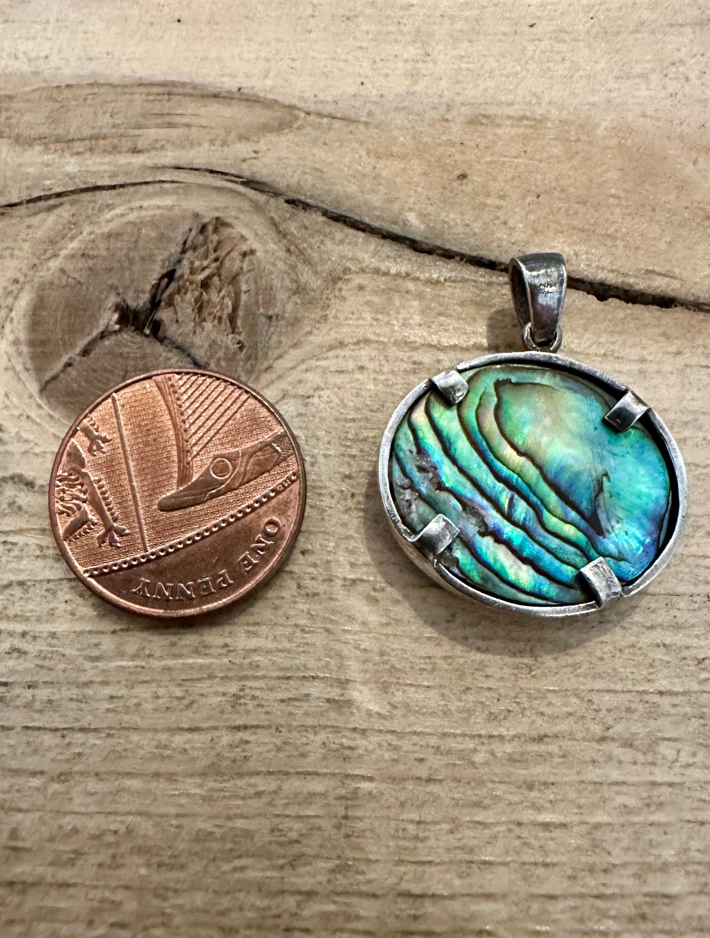 Vintage Abalone Tree 925 Silver Pendant