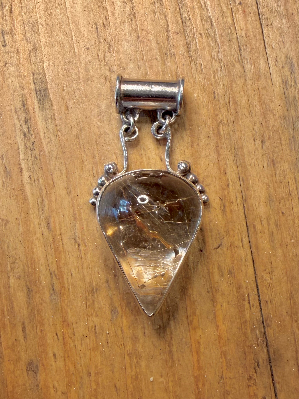 Ritualised Quarts Tear Drop Boho Style 925 Sterling Silver Pendant