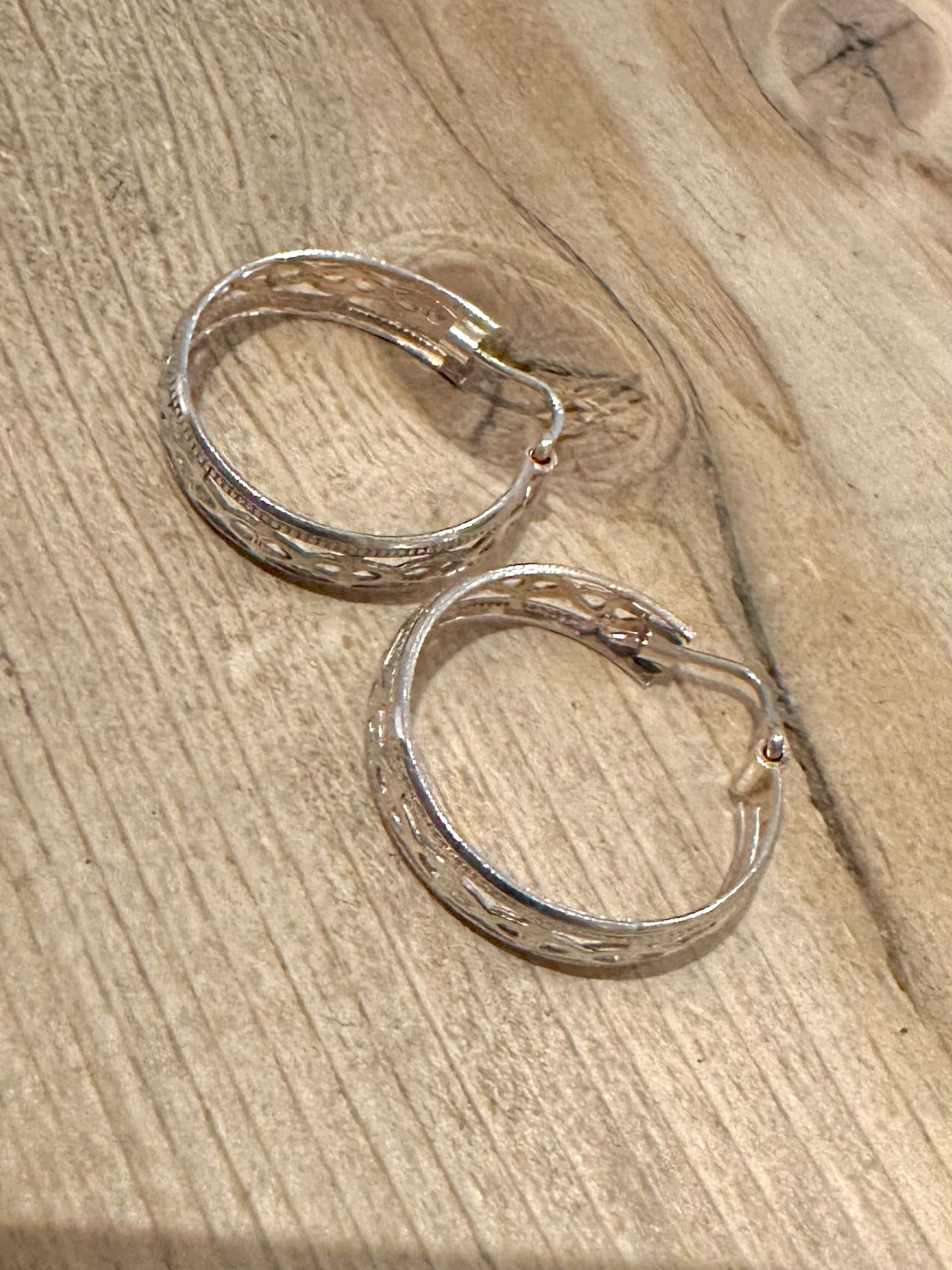 Vintage Filigree Hoop 925 Silver Earrings