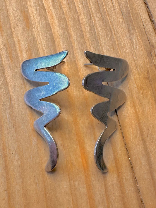 Modern Zig Zag 925 Silver Earrings