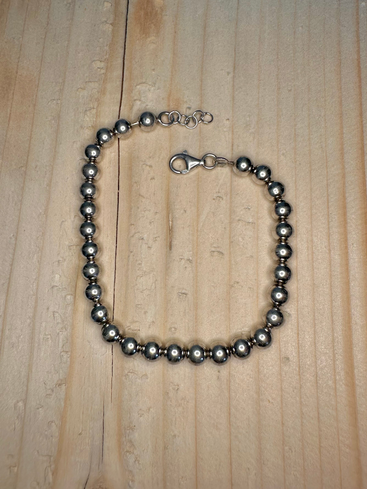 Bead Ball Chain 925 Sterling Silver 7.25 inch Bracelet