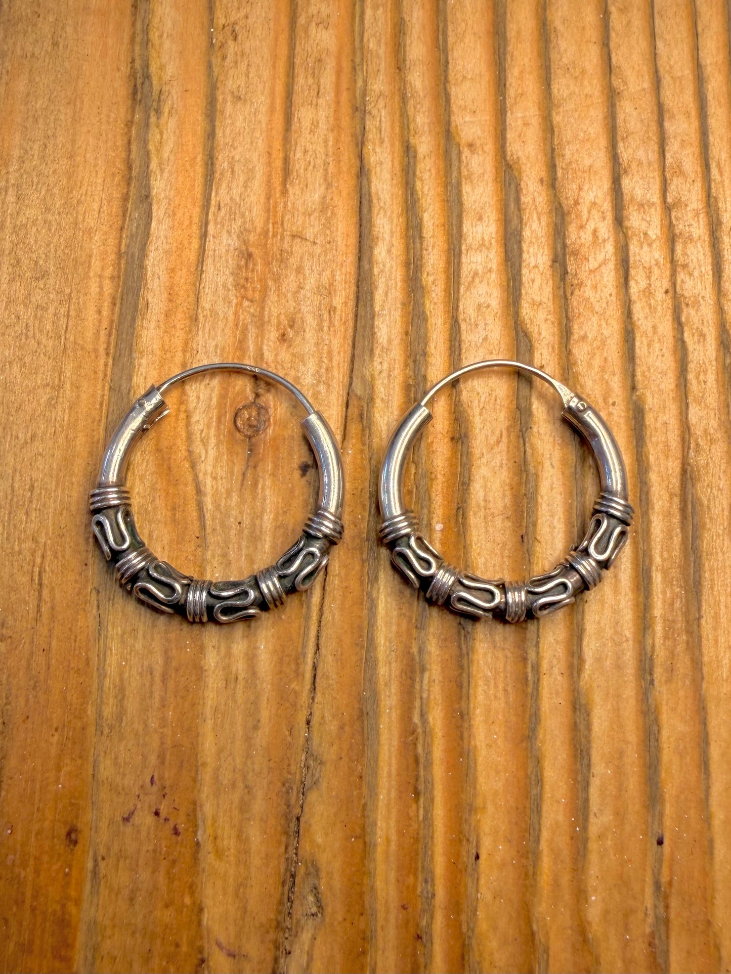 Bali Style Hoops 925 Sterling Silver Earringa