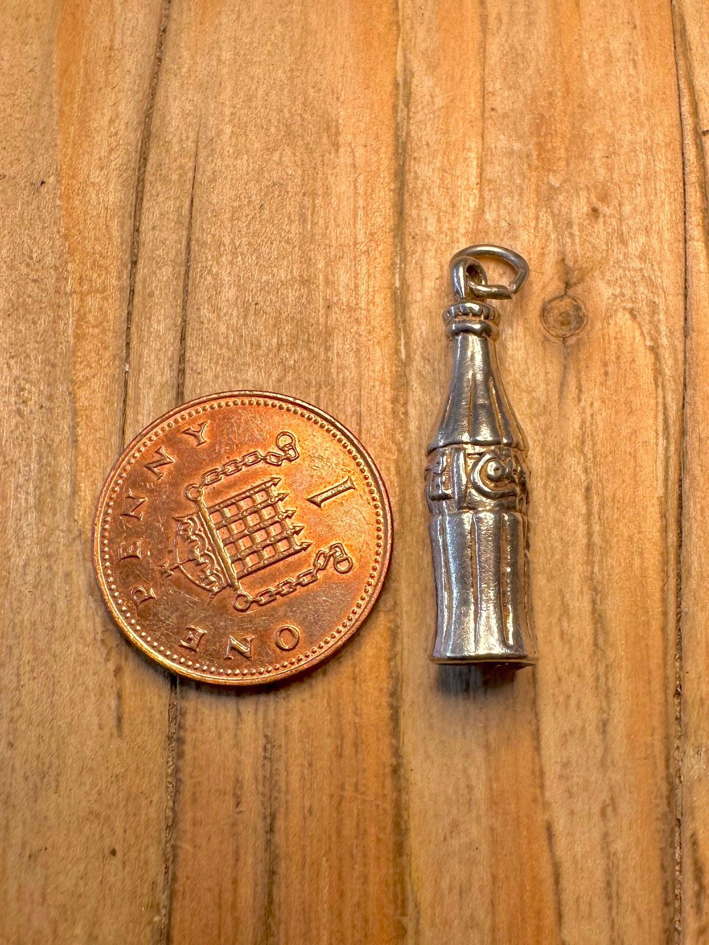 Vintage Coke Cola Bottle 925 Sterling Silver Charm Pendant