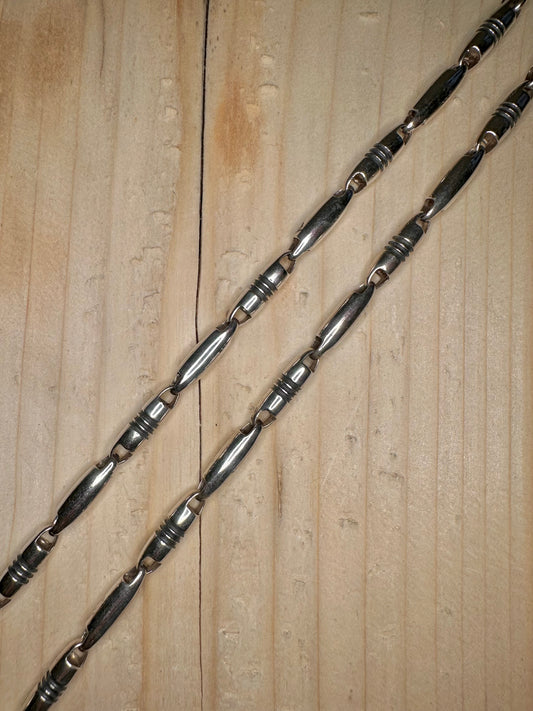 Barrel Link Chain 925 Sterling Silver 15.25 inch Necklace