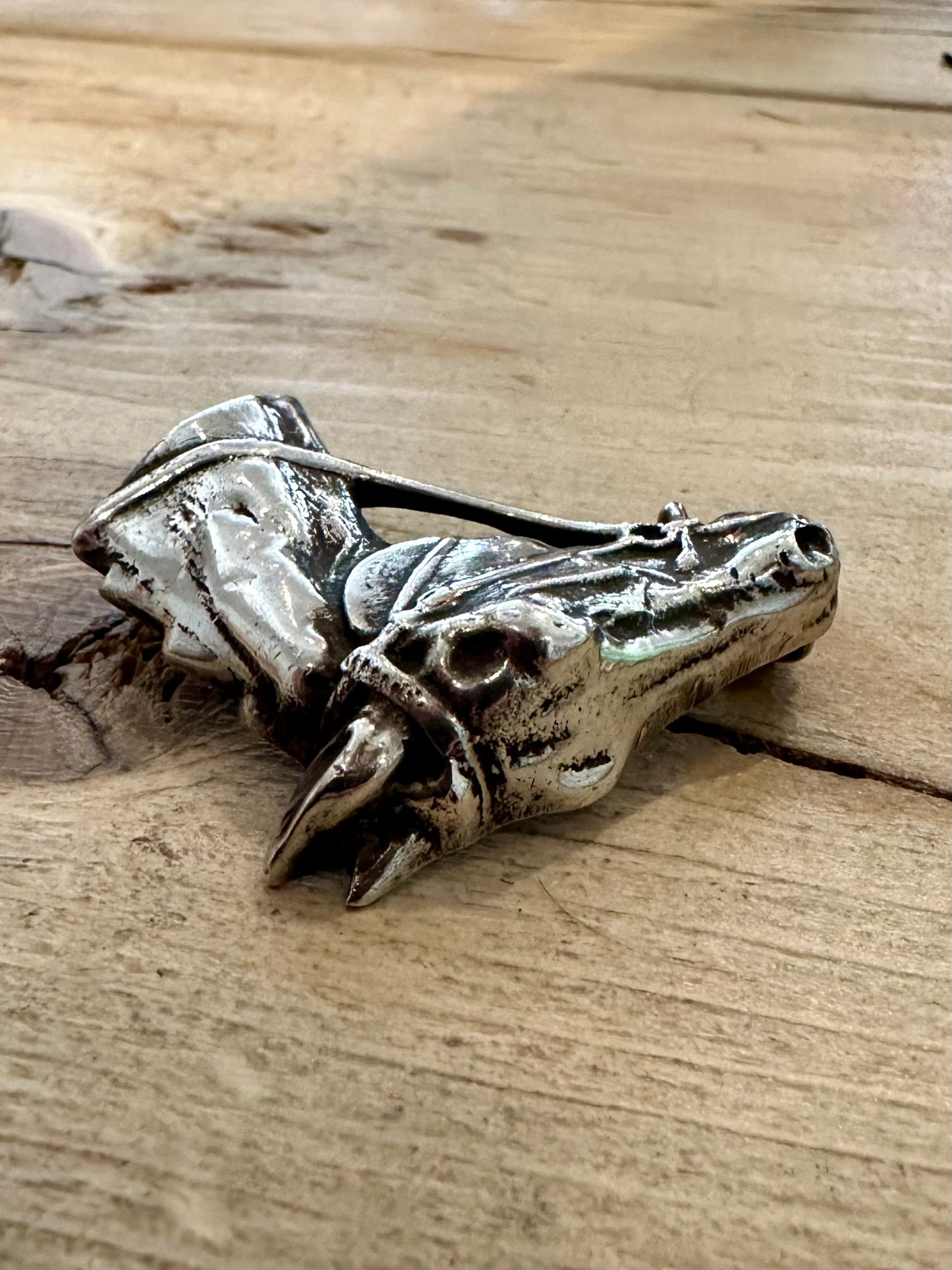 Vintage Horse Head 925 Silver Brooch