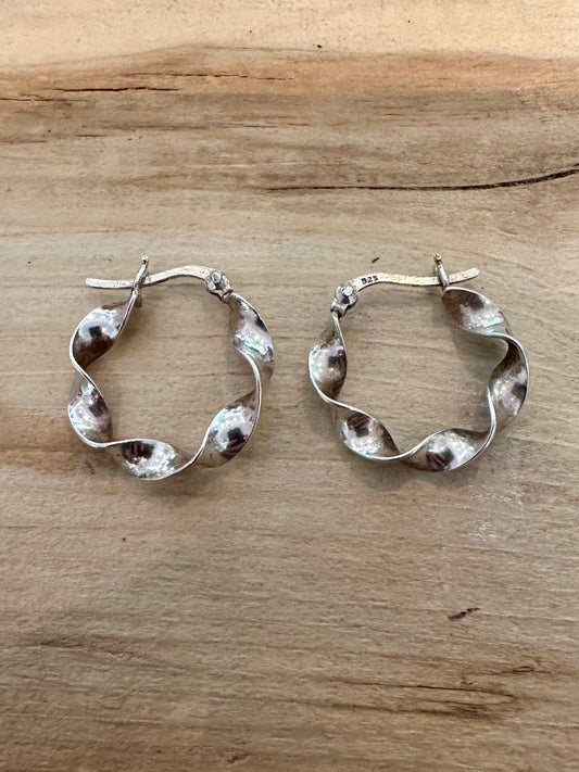 Vintage Twisted Hoops 925 Silver Earrings