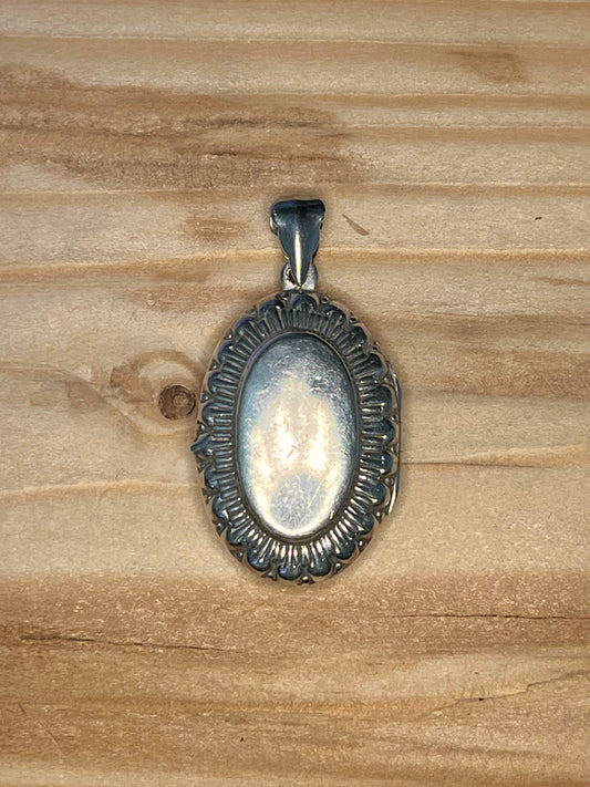 Embellished Engraved Oval Locket 925 Sterling Silver Pendant