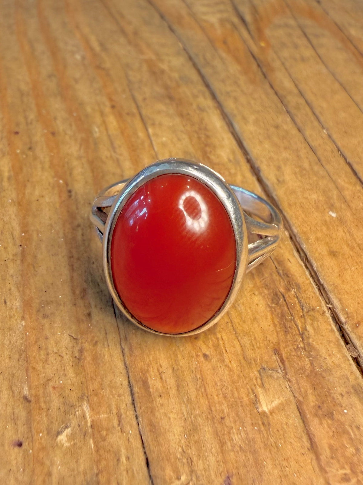 Carnelian Oval 925 Sterling Silver Size N Ring