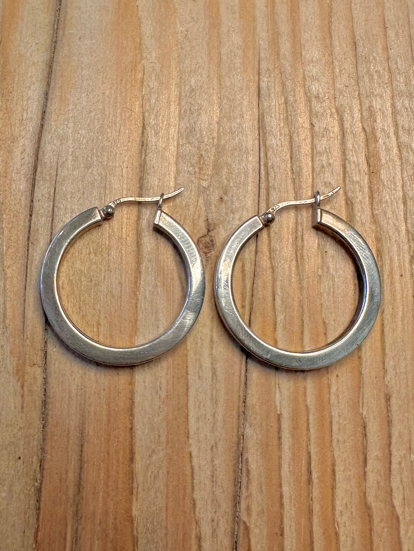 Vintage Chunky Hoops 925 Sterling Silver Earrings