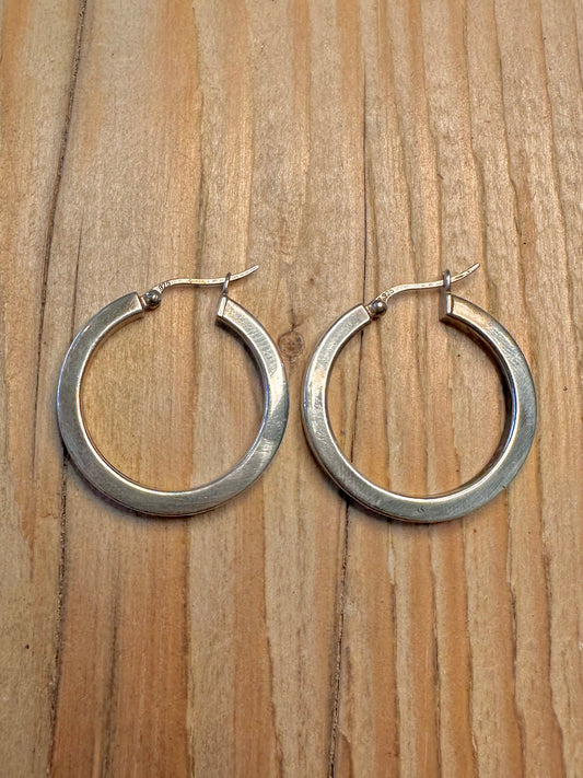 Vintage Chunky Hoops 925 Sterling Silver Earrings