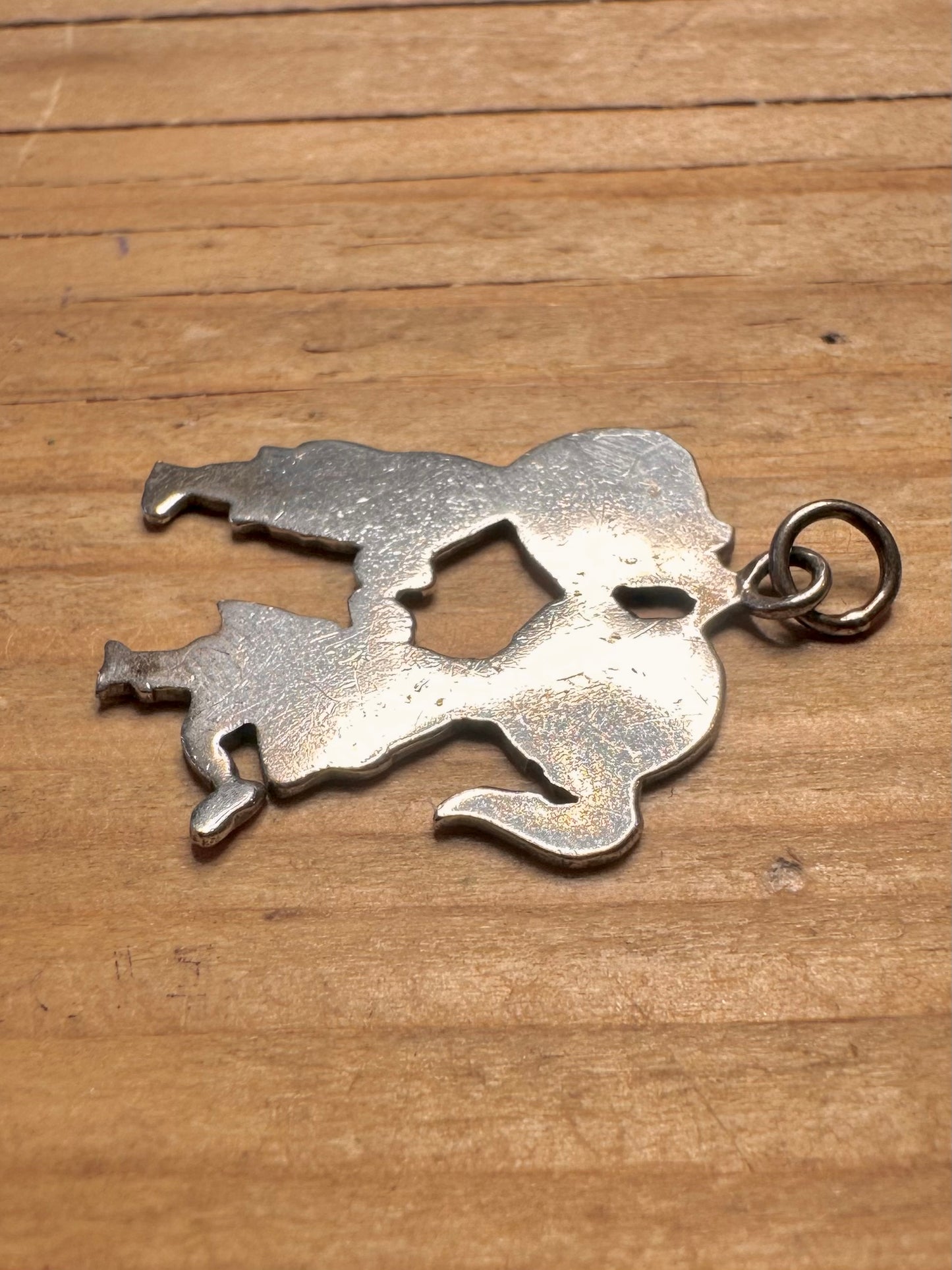Vintage Boy and Girl Kissing 925 Sterling Silver Pendant