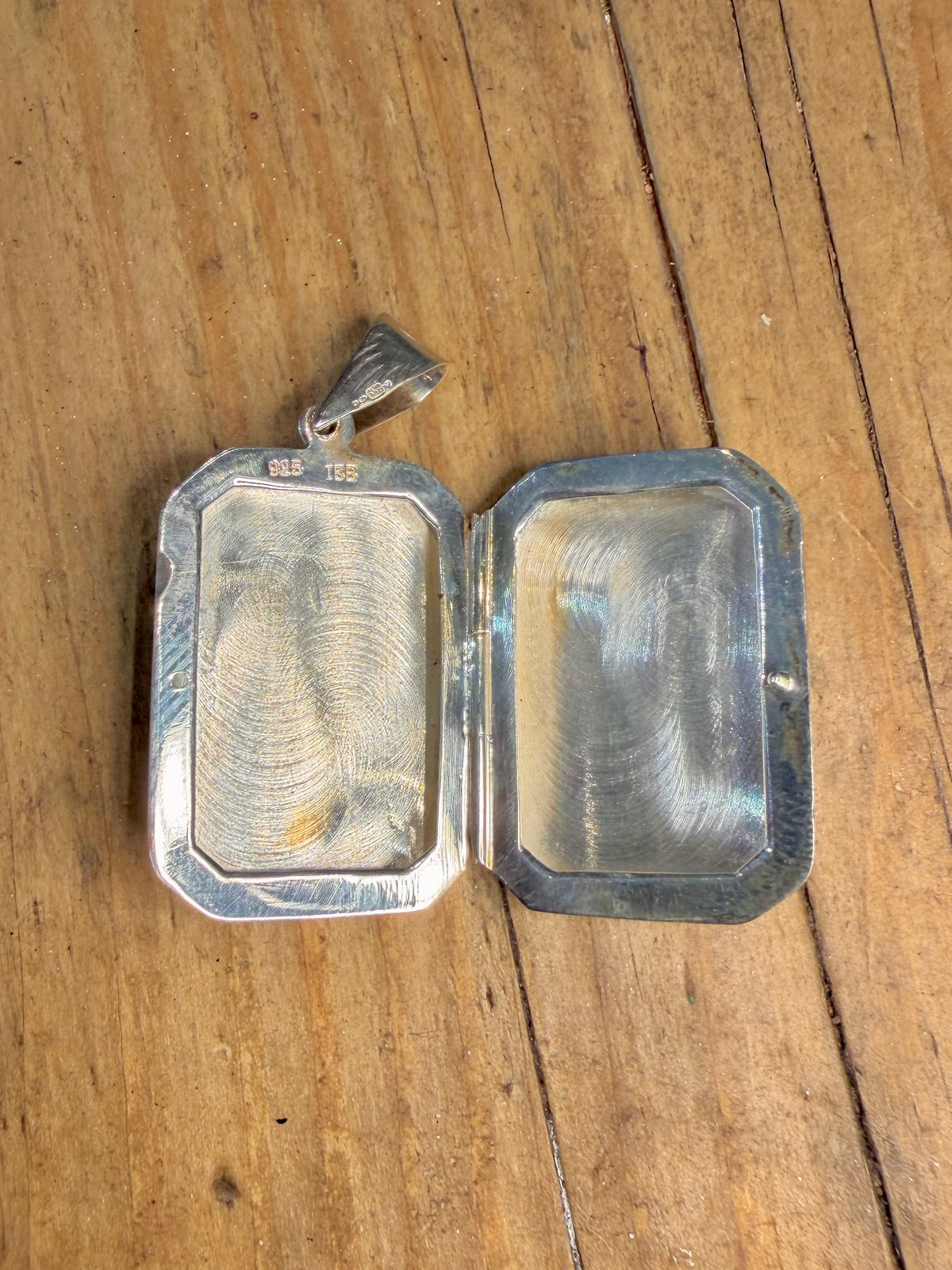 Large Rectangle Floral Engraved Locket 925 Sterling Silver Pendant