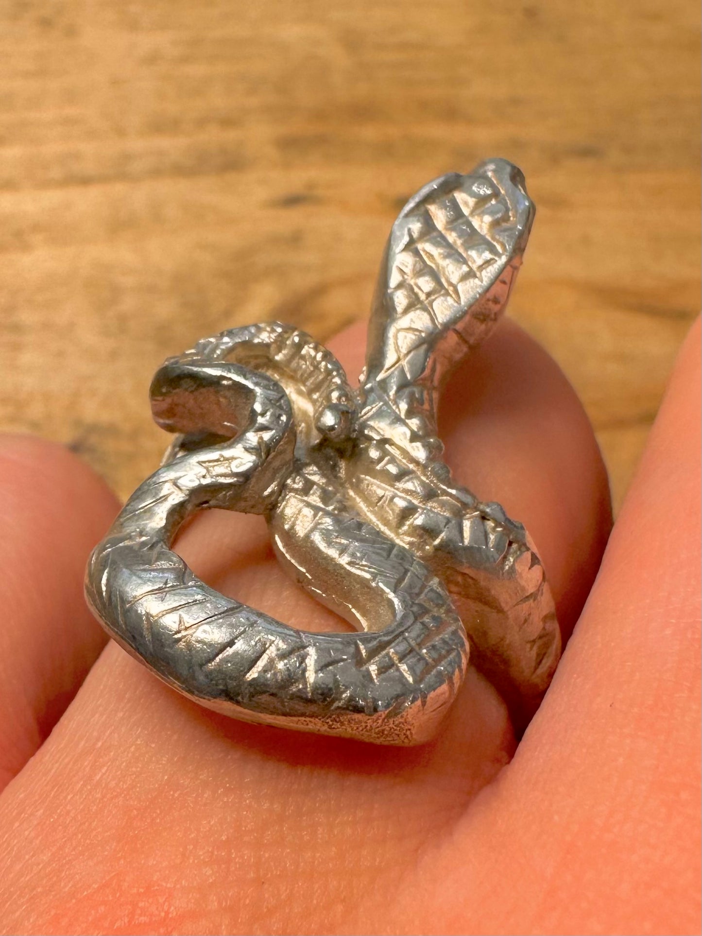 Vintage Chunky Snake 925 Silver Size Q Ring