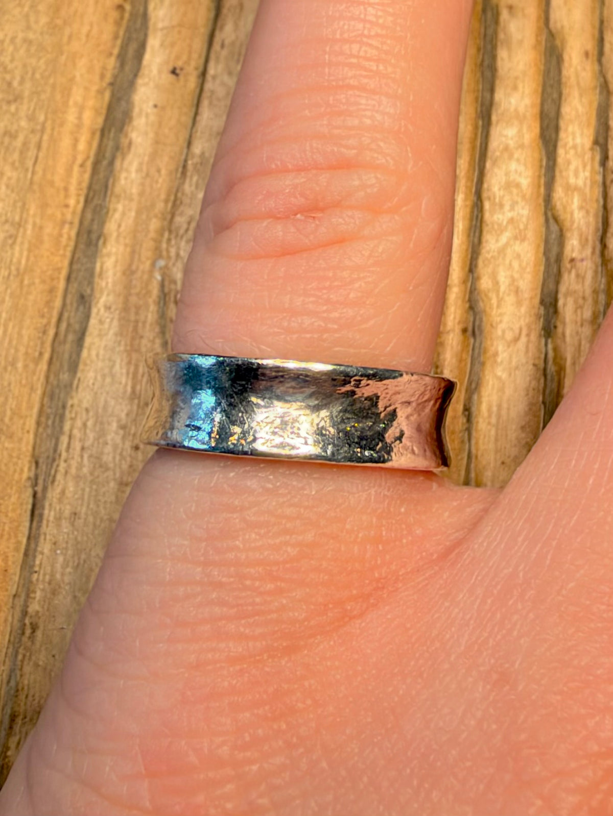 Abstract Curved Band 925 Sterling Silver Size M Ring