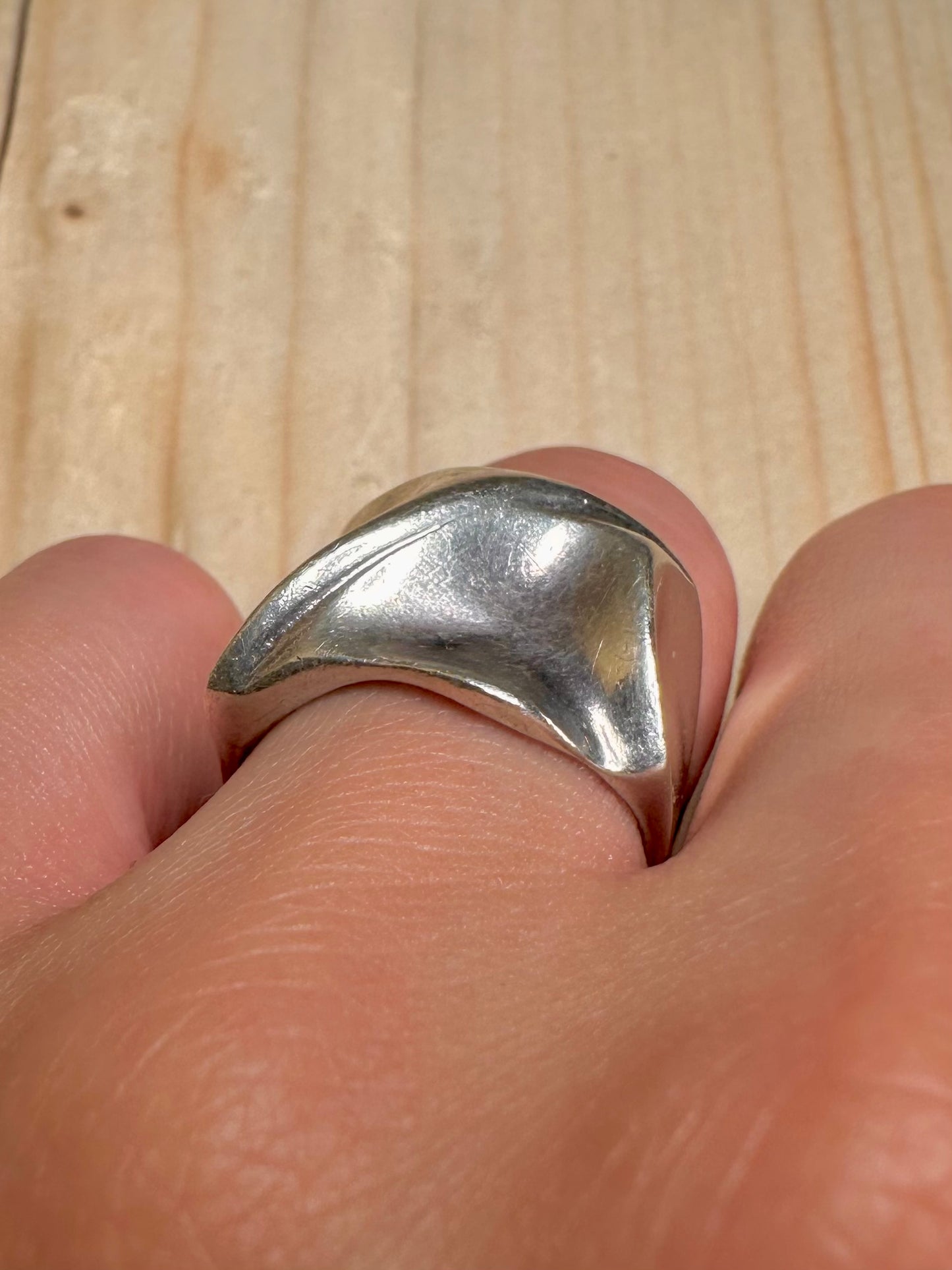 Abstract Modernist Chunky 925 Sterling Silver Size M Ring