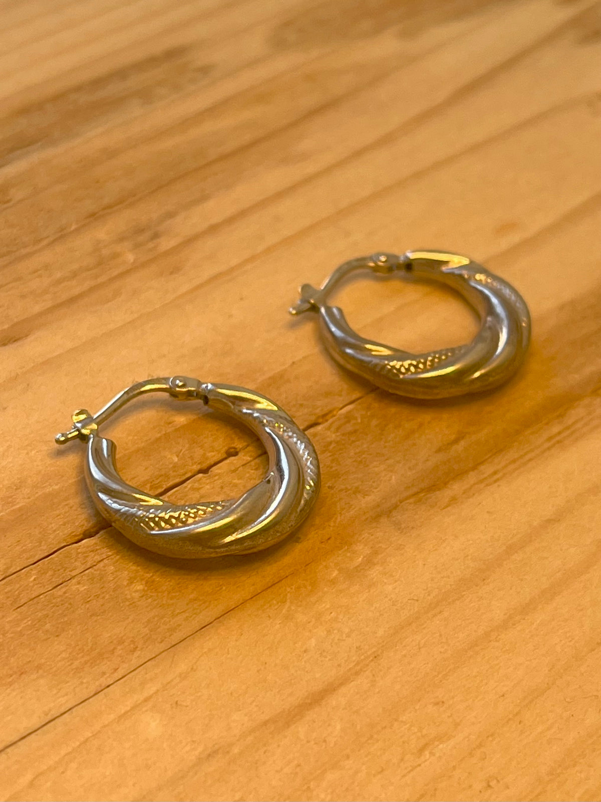 Chunky Twisted Textured Hoops 925 Italy Sterling Silver Earrings