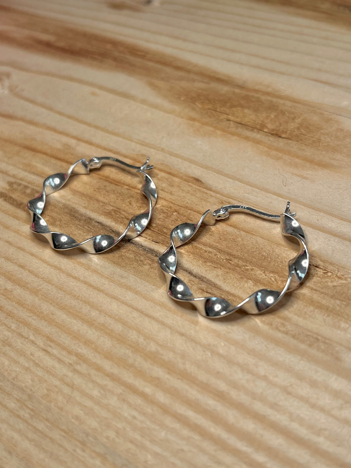Thin Twisted 925 Sterling Silver Hoop Earrings