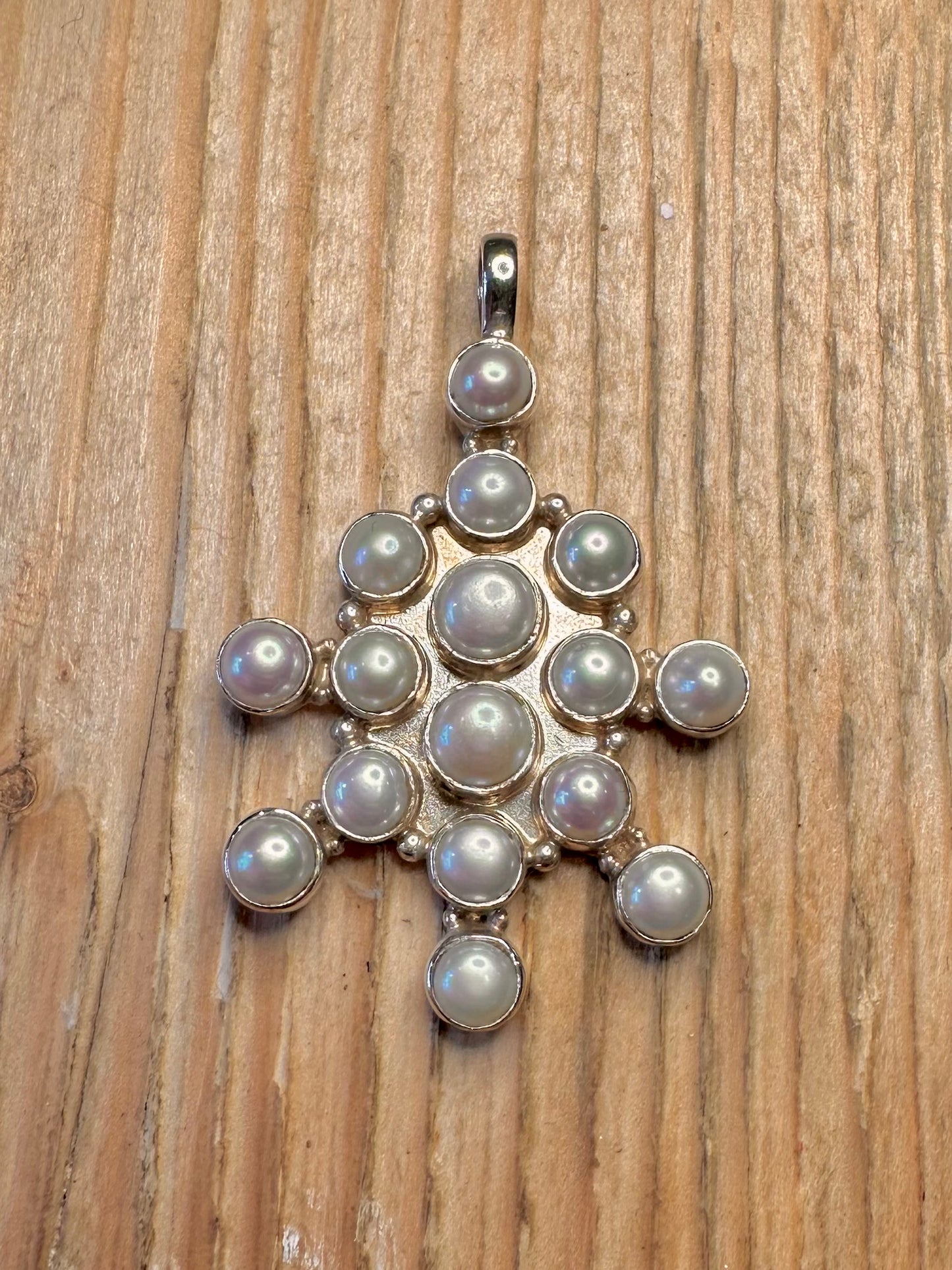 Vintage Pearl Cluster 925 Sterling Silver Pendant