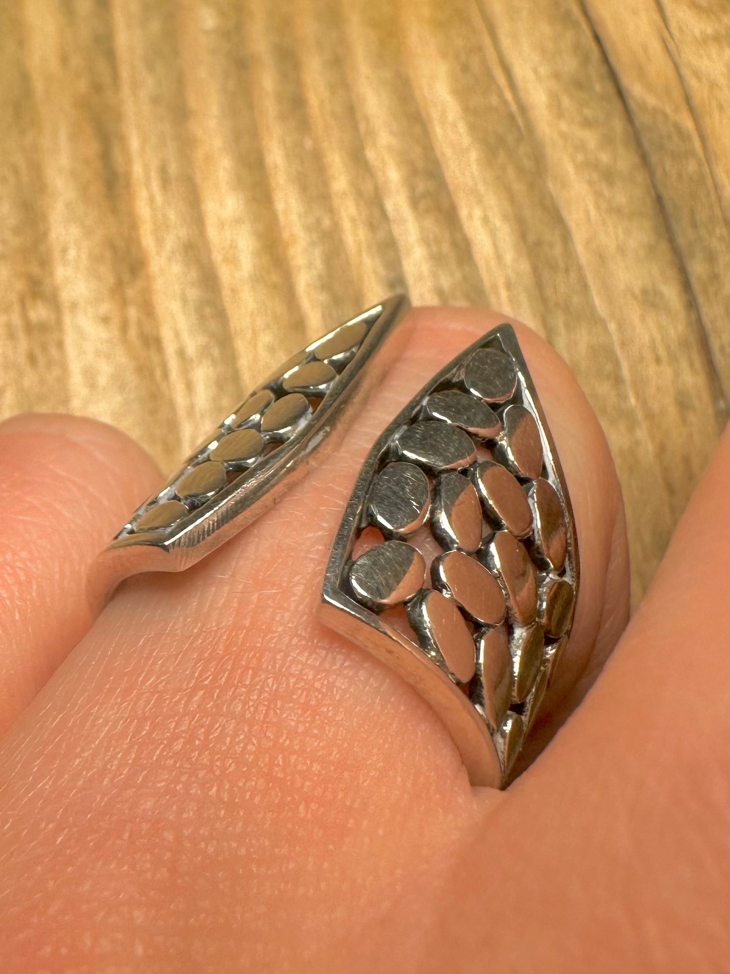 Vintage Bubble Effect Open Front 925 Sterling Silver Size R1/2 Ring