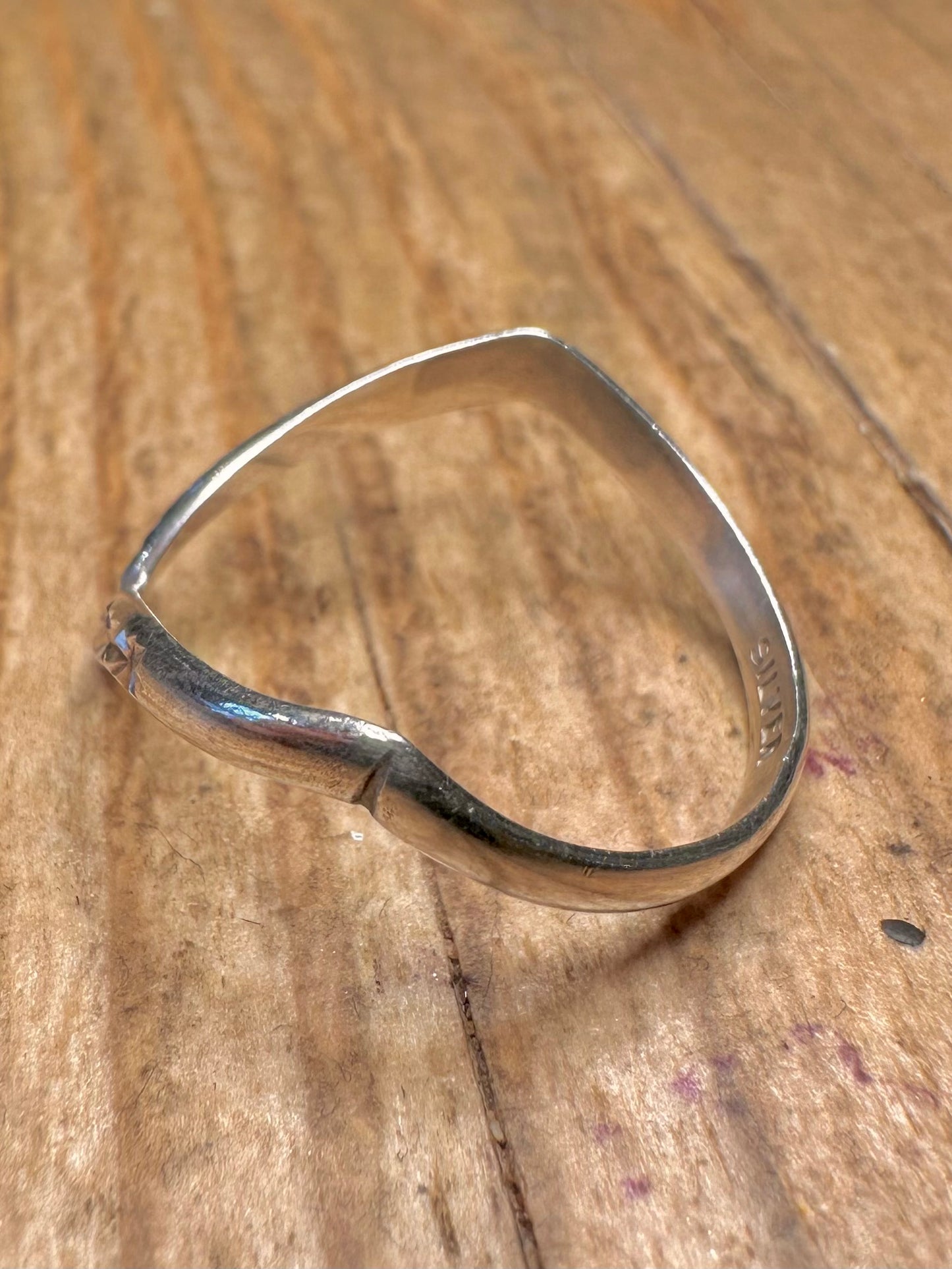 Vintage Engraved Wishbone 925 Sterling Silver Size Q Ring