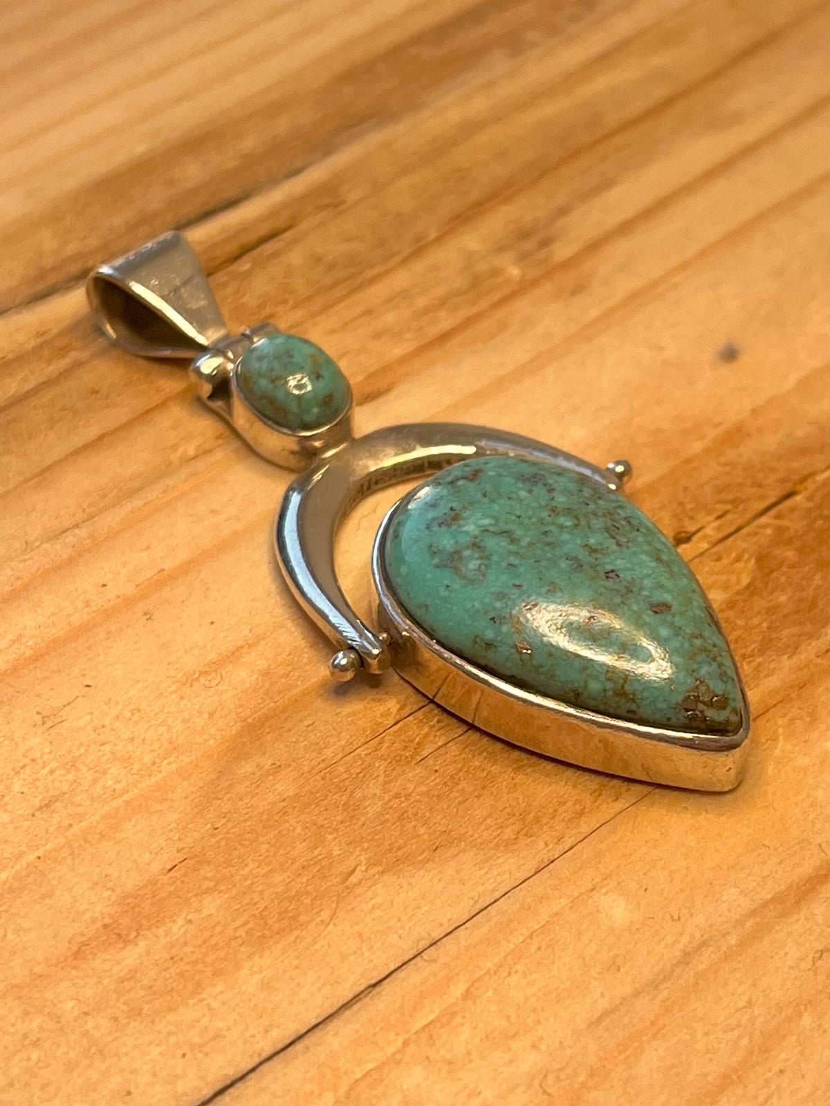 Large Tear Drop Turquoise 925 Sterling Silver Pendant