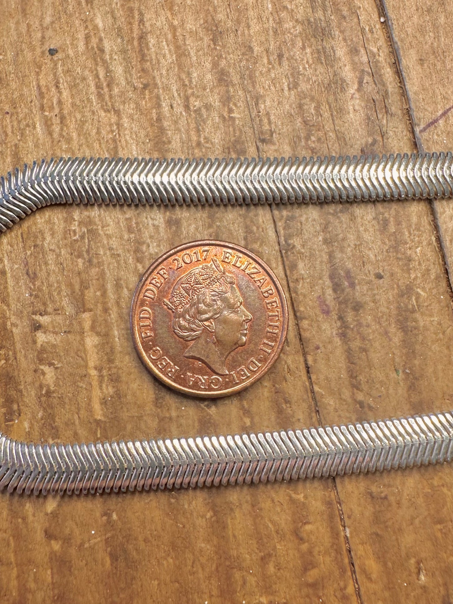Herringbone Flat Snake Italian 925 Sterling Silver 17.5 inch Necklace