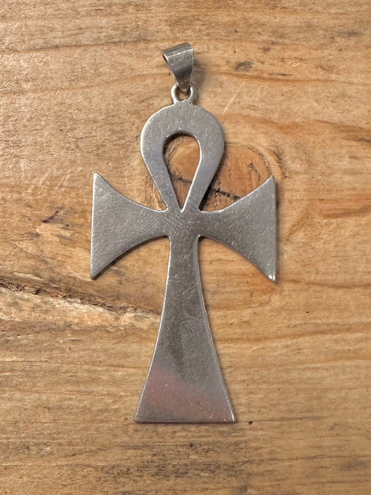 Vintage Large Ankh 925 Silver Egyptian Pendant