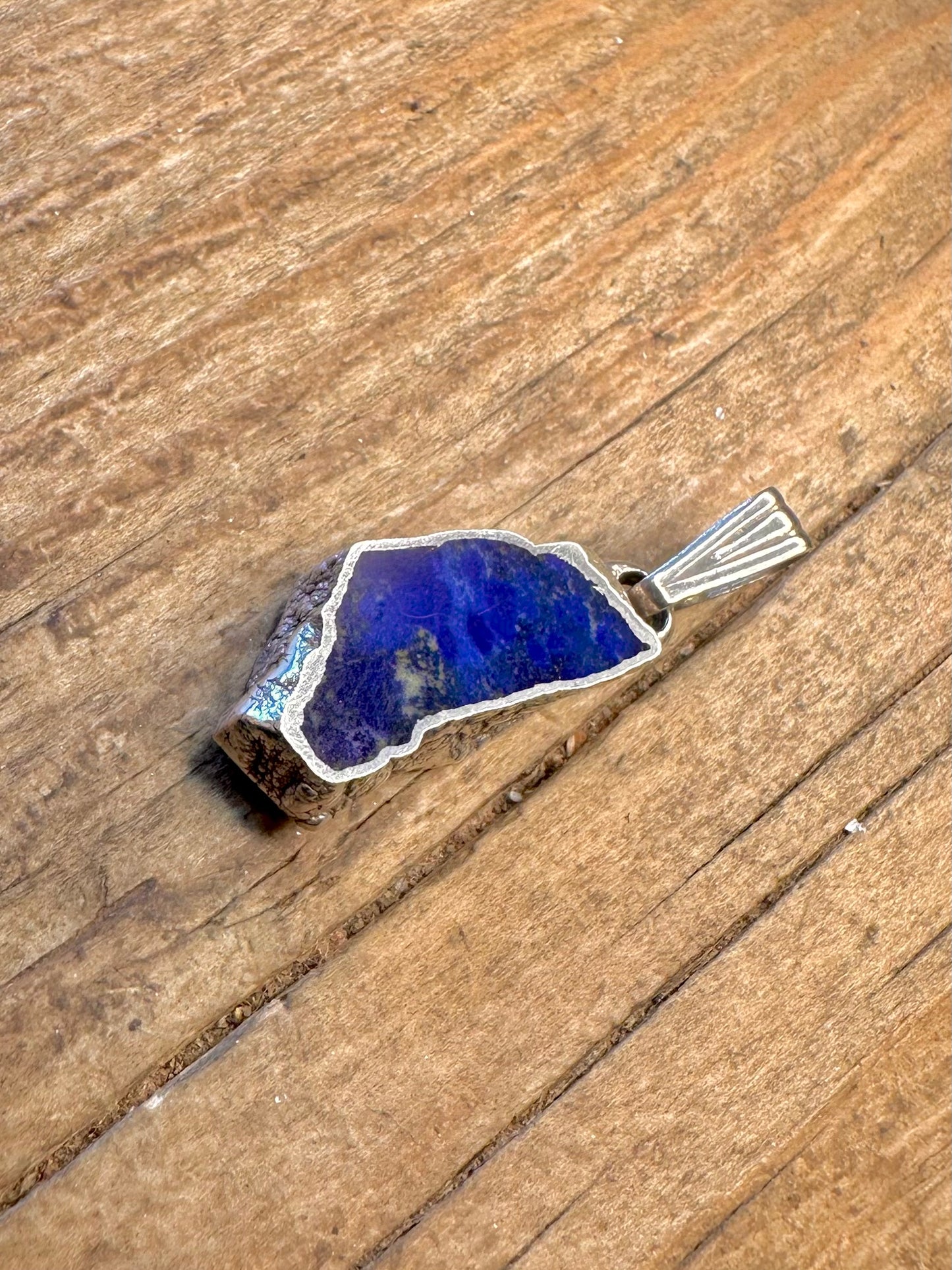 Modernist Abstract Lapis 925 Sterling Silver Pendant