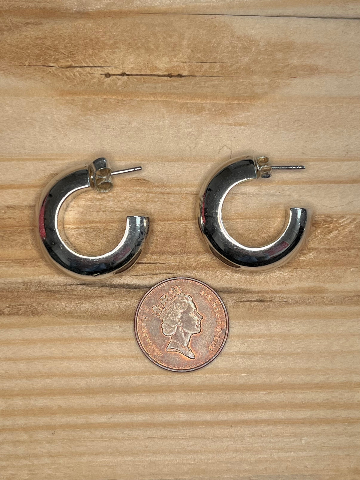 Chunky Half Hoops 925 Sterling Silver Earrings